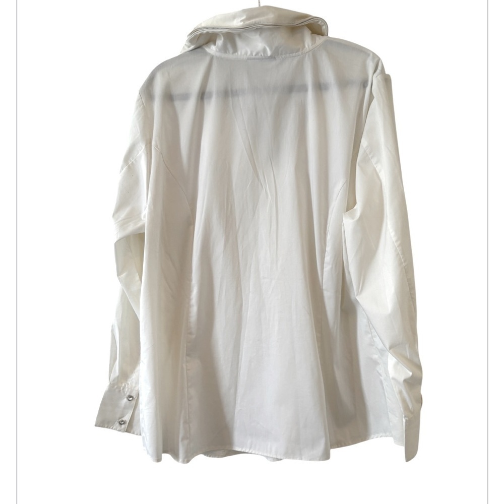 Soft Surroundings Classic Cottagecore White Long Sleeve Wire Collar Top 1X - Picture 2 of 9